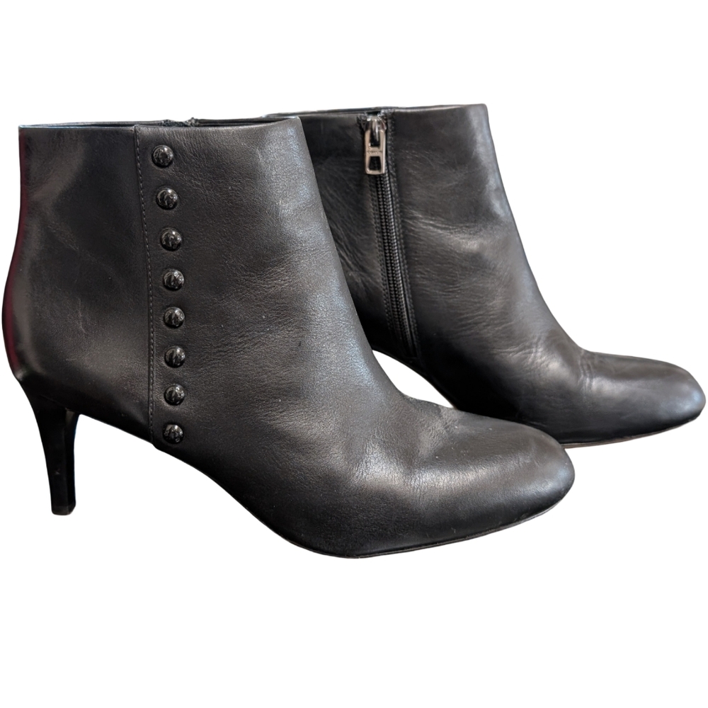 COACH Women's Hickory Black Leather Ankle Booties Size 7.5B | Designer Studded - Picture 6 of 13